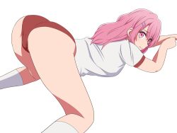 1girls all_fours ass bare_legs bare_thighs bloomers blush buruma elbows female female_focus female_only full_body groin gym_uniform hairclip hairpin knee_socks kneehighs knees kneesocks kotobuki_minami legs light-skinned_female light_skin long_hair looking_at_viewer looking_back looking_back_at_viewer medium_breasts no_panties oshi_no_ko pink_eyes pink_eyes_female pink_hair pink_hair_female pixiv_id_92145516 red_bloomers school_uniform schoolgirl simple_background slender_body slender_waist slim_girl slim_waist smile smiling smiling_at_viewer socks solo sports_uniform student teenager thick_ass thick_thighs thighs thin_waist white_background white_socks