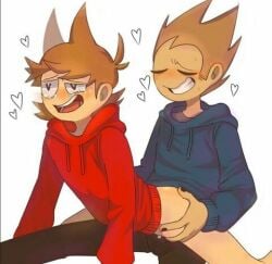 anal anal_sex ass cartoony closed_eyes doggy_style eddsworld gay gay_sex hands_on_hips heart-shaped_pupils homosexual hoodie male male_only painted_nails sweatshirt tom_(eddsworld) tord_(eddsworld) unknown_artist