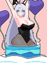 1girls big_ass big_breasts birthday_cake blue_eyes bunny_ears bunnysuit cleavage cursed_crystal female female_only light-skinned_female light_skin long_hair pantyhose phase_connect phase_origins pixel_art shisui_michiru solo tagme virtual_youtuber white_hair