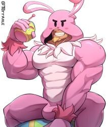 bara beard big_breasts brawl_stars breasts bulge bulge_through_clothing bunny bunny_ears bunny_grom bunnysuit facial_hair gay grom_(brawl_stars) male male_only muscular solo solo_male terraxle yaoi