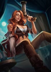 1girls blue_eyes female female_only league_of_legends light-skinned_female light_skin miss_fortune neiakori red_hair riot_games