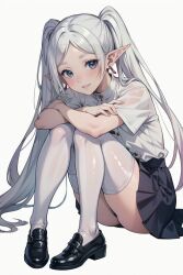 1girls ai_generated arms_around_legs ass bare_thighs black_loafers elf elf_ears elf_female elf_girl female female_only frieren inner_thighs legs_together legs_up loafers looking_at_viewer petite petite_body petite_female school_uniform schoolgirl schoolgirl_uniform setsuaiart setsumanga shoes skirt slim_waist smile smiling smiling_at_viewer socks socks_and_shoes solo sousou_no_frieren teenager thigh_highs thigh_socks thighhighs white_socks