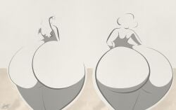 2girls ass back_view female hyper_ass minimalist multiple_girls sparks_spectrum thighs