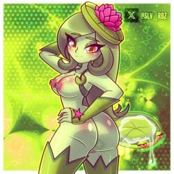 1girls almost_naked breasts breasts_out female female_focus female_only green_body green_eyes green_hair green_skin leaf lily_pad lily_pad_(pvz) looking_back plant plant_girl plants_vs_zombies slv_rbz tagme thighs