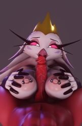 3d big_breasts big_dick bird blowjob demon dick furry hazbin_hotel helluva_boss huge_breasts licking_penis nipples owl render stella_(helluva_boss) sucking