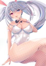 absurdres blue_eyes breasts date_a_live date_a_live:_date_a_bullet female fishnets heterochromia highres leotard medium_breasts playboy_bunny red_eyes ukitaka_raptor white_leotard white_queen_(date_a_live)