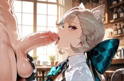 ai_generated busty catgirl cock_hungry cock_worship genshin_impact hoyoverse lynette_(genshin_impact)