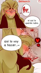 2boys argentina_(countryhumans) brazil_(countryhumans) comic comic_page countryhumans couple gay kinky_naty kissing male married_couple missionary_position page_75 page_number spanish_text tongue_kiss