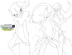 2024 absurd_res arceus black_and_white clothed clothing detailed duo equid equine eyelashes female feral feral_penetrated from_behind_position generation_4_pokemon hand_on_butt hi_res human human_on_feral human_penetrating human_penetrating_female human_penetrating_feral interspecies kayasamix legendary_pokemon line_art logo looking_pleasured male male/female mammal mature_female monochrome nintendo nude nude_female open_mouth partially_clothed penetration pokemon pokemon_(species) pokephilia quadruped raised_tail sex simple_background size_difference smile spread_legs spreading tail text tongue tongue_out toony traditional_media_(artwork) zoophilia