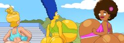 20th_century_studios 3girls accurate_art_style annie_harris ass big_breasts black_female breasts breasts_bigger_than_head dark-skinned_female duncanville female honeybee_shaw light-skinned_female marge_simpson multiple_girls nude outside pussy sex the_great_north the_simpsons turboranger white_female yellow_body yellow_skin