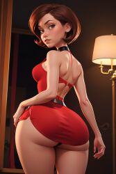 1girls ai_generated ass big_ass big_thighs bottom_heavy brown_hair cleavage curvaceous curvy disney elastigirl female female_focus helen_parr hips hourglass_figure huge_ass large_ass looking_over_shoulder mature mature_female milf mommy panty_peek pixar pixar_mom short_hair slim_waist tagme the_incredibles thick thick_ass thick_legs thick_thighs upskirt wide_hips wide_thighs