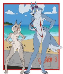 2girls absurd_res anthro arctic_wolf beach_scene bikini breasts canadian_lynx canid canine canis clothed clothed/nude clothing colored curvy_figure duo felid feline female female/female female_only flat_chested fur fur_tuft furry furry_only genitals hi_res humanoid illumination_entertainment larger_female lynx mammal naked nooshy nude porsha_crystal pussy simple_background sing_(movie) sing_2 sing_2_(movie) size_difference sling_bikini smaller_female swimwear tail tanithjackal tuft wide_hips wolf