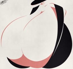 1girls artist_signature breasts hyper_breasts minimalist overflowing_breasts sparks_spectrum