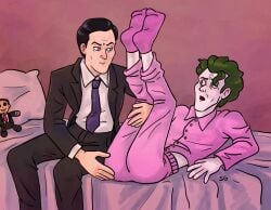 ageplay batjokes batman batman_(series) bondage bruce_wayne dc dc_comics dominant domination garrett_strangelove gay green_hair joker male male_only spanking submissive submissive_male telltale_games younger_dom_older_sub