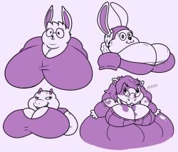 animals big_breasts bunny cartoony cleavage cow curvy_body curvy_females dinosaur exposed_breasts fat_ass fat_butt furry giant_breasts horns huge_breasts huge_nipples large_breasts purple_hair rabbit round_breasts sweater thick