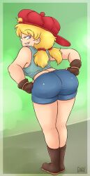 aged_up alternate_outfit baseball_cap boots crop_top drawsoyeah female fully_clothed gloves lana_loud looking_behind nickelodeon ponytail shoes shorts shortstack signature solo teasing the_loud_house thick_ass thighs tomboy voluptuous