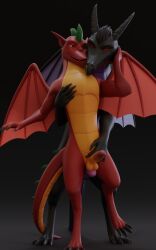 2boys 3d_(artwork) absurd_res american_dragon:_jake_long anthro balls black_body black_scales blender_(software) dark_dragon_(american_dragon) digital_media_(artwork) disney dragon duo from_behind_position frottage gay genitals hand_on_chest hand_on_face hand_on_penis hi_res humanoid_genitalia jake_long male male/male male_only multicolored_body no-name-no-problem one_leg_up penis protagonistsub_antagonistdom purple_body purple_scales raised_leg red_body red_eyes red_scales scales scalie sex size_difference spread_wings standing tail_aside two_tone_body western_dragon wings yaoi yellow_body yellow_scales