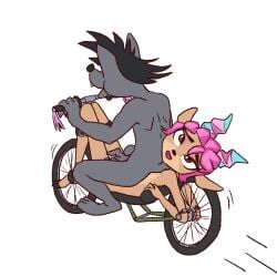 1boy 1girls 2022 antelope anthro anthro_on_anthro bike black_hair black_nose bondage bovid canid canine canis capreoline cervid claws digital_media_(artwork) dominant duo eyebrows fangs female finger_fuck fingering fingers fur gazelle grey_body grey_fur hair horn interspecies k2146938 looking_up male male/female mammal no_visible_genitalia nu_pogodi nu_pogodi_reboot nude open_mouth orgasm_face pink_hair red_body red_fur roe_deer russia russian sex simple_background slim smile soyuzmultfilm straight submissive submissive_female tan_body tan_fur text ulya vaginal_penetration volk white_background wolf