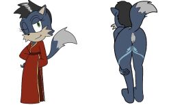 bent_over clothed_and_nude_version clothing green_eyes sega smile sonic_(series) sonic_oc sonic_the_hedgehog_(series) thorn_the_wolf