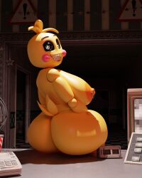 1girls 3d anthro ass big_areola big_ass big_breasts big_nipples blush blush_stickers breasts butt_crack female feversfm five_nights_at_freddy's five_nights_at_freddy's_2 heart-shaped_pupils huge_toy_chica large_areolae large_ass large_breasts looking_back lovetaste_chica nipple_piercing nipples nude robot sharp_teeth sideboob smile smiling solo thick_thighs toy_chica_(fnaf) toy_chica_(love_taste)