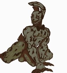 2022 animatronic anthro balls blush curvy_figure digital_drawing_(artwork) digital_media_(artwork) erection five_nights_at_freddy's five_nights_at_freddy's_3 fnaf fur genitals green_body green_fur hi_res humanoid_genitalia humanoid_penis kneeling lagomorph leporid machine male male_only mammal penis presenting rabbit robot ruinh00d scottgames short_tail solo springtrap springtrap_(fnaf) teeth thick_thighs video_games voluptuous