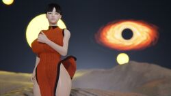 3d big_ass chichi dragon_ball high_slit_dress sextus400 space