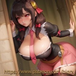 ai_generated big_breasts bigrx cleavage gigantic_breasts huge_breasts kittew_(style) kono_subarashii_sekai_ni_shukufuku_wo! soft_breasts yunyun_(konosuba)