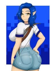 aqua_hair big_ass big_breasts blue_hair bow brazilian_female deki_monchi elf_ears huge_ass huge_breasts minecraft minecraft_youtubers moonkase yellow_eyes youtube youtuber youtuber_girl