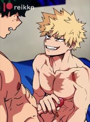 2boys animated blonde_hair boku_no_hero_academia deku gay green_hair handjob izuku_midoriya katsuki_bakugou multiple_boys multiple_males my_hero_academia no_sound reikkn tagme video yaoi