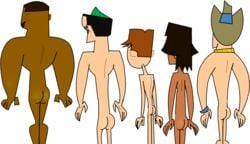 5boys black_skin cody_(tdi) dj_(tdi) duncan_(tdi) geoff_(tdi) male_only noah_(tdi) nude_male straight_hair tagme total_drama_island transparent_background whit08pr0n