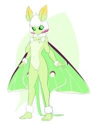 1girls female female female_only furry gradient_hair green_eyes moth_girl white_hair wings yoako