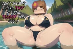 1girls ai_generated anthro big_breasts bikini daidouji_(artist) female_only jenny_belle_(slipperyt) minecraft solo solo_female