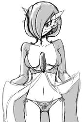 1girls female female_gardevoir female_only female_pokemon gardevoir lingerie monochrome nintendo pokemon pokemon_(species) pokemon_rse solo su_gata underwear