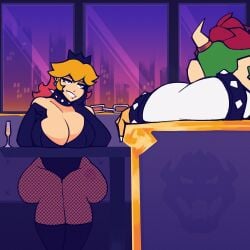 2boys 2girls animated anthro ass ass_in_dress big_ass big_breasts blonde_hair bob-omb bowser branding_mark breasts brown_hair bubble_butt busty cdlum cleavage clothing collar dress female huge_ass huge_breasts indoors large_ass large_breasts leash male mario mario_(series) pauline princess_peach sitting slave stool suit super_mario_64 super_mario_bros. thick_thighs tuxedo wide_hips willing_sex_slave