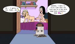 american_dad bedroom bedroom_sex dialogue episode_cannon futa_on_male futanari hat hayley_smith husband_and_wife jeff_fischer jossyless nude_female nude_male robotic sad_expression