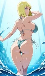 1girls ai_generated arm_support ass ass_focus bare_arms bare_legs bare_midriff bare_shoulders bare_thighs big_ass big_breasts bikini bikini_bottom bikini_top blonde_hair blue_eyes blunt_bangs blush bob_cut breasts breasts_bigger_than_head busty clavicle cleavage dancing female female_only from_behind highleg highleg_bikini horizontal_navel huge_breasts in_water khenai large_breasts light-skinned_female light_skin mature mature_female mature_woman midriff milf naruto naruto_(series) naruto_shippuden navel night ocean official_alternate_costume oppai pinup revealing_swimsuit sagging_breasts samui sand short_hair skimpy skimpy_bikini smile solo solo_focus swimsuit tagme thick_thighs thighs turquoise_bikini upper_body url viewed_from_below voluptuous voluptuous_female waterfall yellow_hair