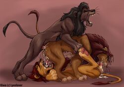 balls disney feral feral_penetrated kovu male male_only mufasa penis simba testicles the_lion_king the_lion_king_ii:_simba's_pride