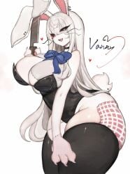 1girls 2024 anthro big_breasts black_thighhighs bunny_ears bunny_tail bunnysuit female female_only five_nights_at_freddy's five_nights_at_freddy's:_security_breach heart-shaped_pupils joints knife lagomorph leporid long_hair looking_at_viewer red_eyes ribbon smiling smiling_at_viewer solo thick_thighs thigh_squish thighhighs toge77789 togetoge vanny_(fnaf) whiskers white_background white_hair