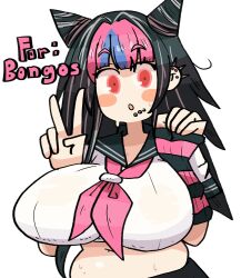 1girls big_belly big_breasts black_hair blue_hair breasts clothed_female danganronpa danganronpa_2:_goodbye_despair doodle english_text female female_only light-skinned_female long_hair mioda_ibuki mob_face multicolored_hair musician notnoe_(dxcl) open_mouth peace_sign piercings pink_cheeks pink_hair punk_girl red_eyes request sailor_uniform solo solo_female spike_chunsoft sweat text white_background