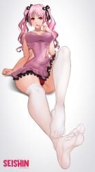 foot_fetish pink_hair red_panties shiki shimizu_megumi twintails