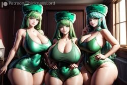 3girls ai_generated alternate_body_type alternate_breast_size alternate_costume alternate_species big_breasts breasts breasts_bigger_than_head child_bearing_hips cleavage curvaceous curves curvy curvy_body curvy_female curvy_figure curvy_hips female female_only green_eyes green_hair hi_res high_resolution highres hips hips_wider_than_shoulders hourglass_figure huge_breasts leotard massive_breasts massive_thighs minecraft mojang multiple_girls shiny_skin slime slime_(minecraft) slime_girl stable_diffusion thick_thighs thicknesslord voluptuous voluptuous_female wide_hips