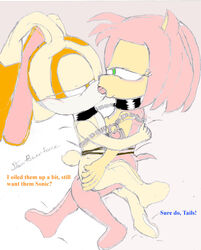 amy_rose bondage cream_the_rabbit dar-powerforce female female_only kissing sonic_(series) yuri