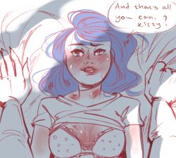 1girls adrien_agreste bra chat_blanc_(miraculous) dialogue female foreplay male_on_top male_pov marinette_cheng marinette_dupain-cheng miraculous_ladybug shirt_lift sinnian text undressing