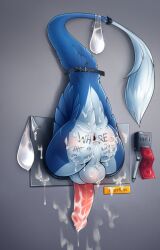 2018 anus ass backsack balls balls_blush blue_body blue_fur blush bodily_fluids body_blush body_writing character_name condom condom_dispenser countershade_butt countershading cum cum_covered cum_drip cum_in_ass cum_on_ass cum_on_balls cum_on_butt cum_on_penis cum_on_wall digital_media_(artwork) dipstick_tail dlw dripping erection filled_condom fur gaping gaping_anus genital_fluids genitals grey_wall heart heart_body_writing heart_on_body heart_writing hi_res hole_spelling male marker markings markus_(dowantanaccount) messy multicolored_body multicolored_fur penis perineum public_use reddened_butt sergal sexual_barrier_device solo spank_marks stuck tail tail_markings tail_restraint tail_tuft tally_marks text text_on_body through_wall tuft two_tone_body two_tone_fur unused_condom wall_(structure) western_tally_marks white_body white_fur wrapped_condom writing_on_butt writing_utensil