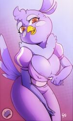 areola avian breasts female furry melissa_morgan purple_body secretly_saucy super_planet_dolan third-party_edit