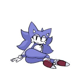 ass big_belly blue_fur blue_hair female friday_night_funkin friday_night_funkin_mod laying_on_side mobian_(species) seductive_eyes simple_background sonic.exe_(series) wacky_(sonic.exe) white_background zeckry