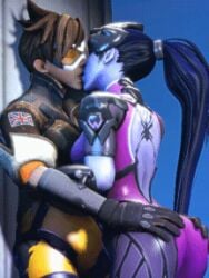 2girls 3d animated ass ass_grab big_ass blue_skin bodysuit gif kissing light-skinned_female light_skin overwatch overwatch_2 small_image tagme tracer widowmaker yuri zalsfm