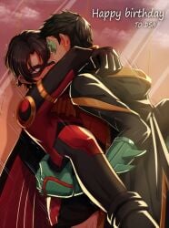 2boys arms_around_neck batman_(series) chain247 clothed_sex damian_wayne dc dc_comics gay gay_sex male male/male male_only male_penetrated male_penetrating male_penetrating_male mask red_robin robin_(damian_wayne) robin_(dc) sex stand_and_carry_position standing_sex tim_drake yaoi younger_dom_older_sub younger_penetrating_older