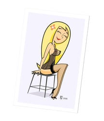 1girls 2008 blonde_hair breasts clothing danny_phantom female female_only human long_hair nickelodeon pale_skin sftoon side_view sitting solo star_(danny_phantom) stool tagme toony