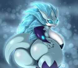 5_fingers alolan_sandslash anthro areola ass big_breasts blue_eyes breasts claws female fingers generation_1_pokemon huge_breasts long_tail nintendo nipples pokemon pokemon_(species) regional_form sandslash smile solo suirano tail thick_thighs wide_hips